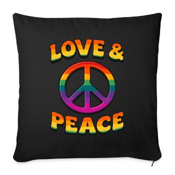 Love & Peace - Sofa pillowcase 17,3'' x 17,3'' (45 x 45 cm) - black - Front