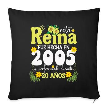 20 Année 2005 Vintage Rétro Cadeau d’anniversaire - Housse de coussin décorative 45 x 45 cm - noir - Devant