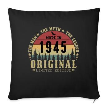 1945 Birthday 1945 Vintage Birthday 1945 - Sofa pillowcase 17,3'' x 17,3'' (45 x 45 cm) - black - Front