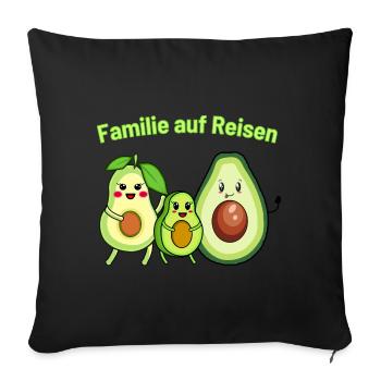 Avocado Familie auf Reisen - Sofakissenbezug 45 x 45 cm - Schwarz - Vorne