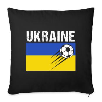 Drapeau Ukraine cadeau football foot ukrainien - Housse de coussin décorative 45 x 45 cm - noir - Devant