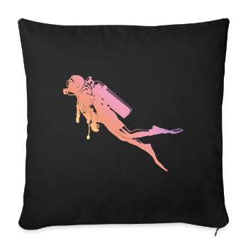 Silhouette de plongée - Housse de coussin décorative 45 x 45 cm - noir - Devant