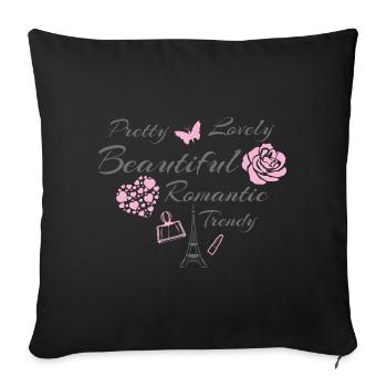 Beau design romantique - Housse de coussin décorative 45 x 45 cm - noir - Devant