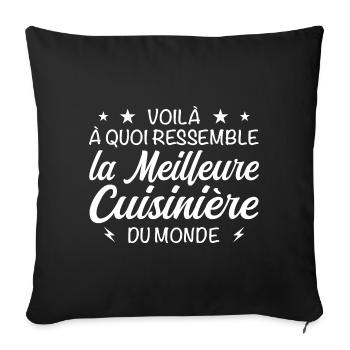 Meilleure cuisinière au monde - Idée cadeau - Housse de coussin décorative 45 x 45 cm - noir - Devant