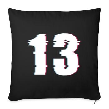 13 Thirteen Thirteen Number Effect Distorted Number - Sofa pillowcase 17,3'' x 17,3'' (45 x 45 cm) - black - Front