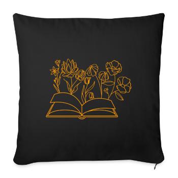 Book with flowers, reading, hobby, bookworm, flowers - Sofa pillowcase 17,3'' x 17,3'' (45 x 45 cm) - black - Front