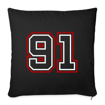 91 Number number - Sofa pillowcase 17,3'' x 17,3'' (45 x 45 cm) - black - Front
