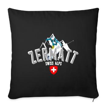 Zermatt Winter swiss alps - Housse de coussin décorative 45 x 45 cm - noir - Devant