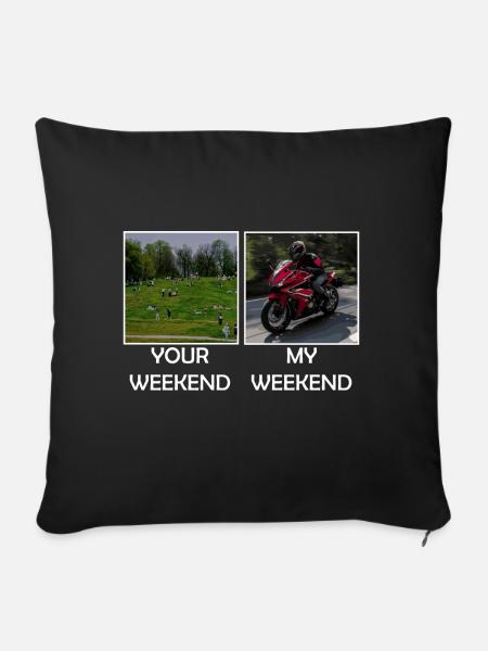 Motorcycle Memes Weekend - Sofa pillowcase 17,3'' x 17,3'' (45 x 45 cm) - black