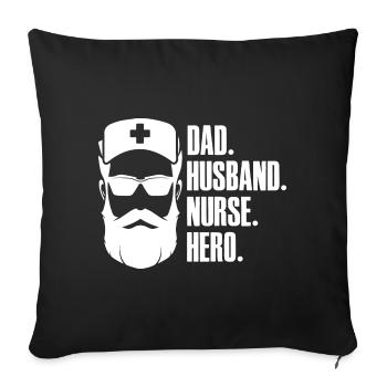 Papa Mari Infirmière Héroïne - Infirmière soignante - Housse de coussin décorative 45 x 45 cm - noir - Devant