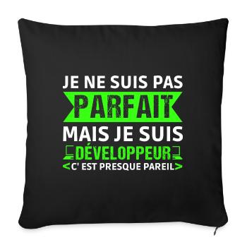 Humour Geek Cadeau Développeur Codeur Programmeur - Housse de coussin décorative 45 x 45 cm - noir - Devant