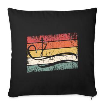 Jésus-Christ - Chemise chrétienne - Croix, Cœur - Housse de coussin décorative 45 x 45 cm - noir - Devant