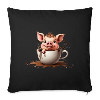 PIGS FARMERS PIG COFFEE - Sofa pillowcase 17,3'' x 17,3'' (45 x 45 cm) - black - Front