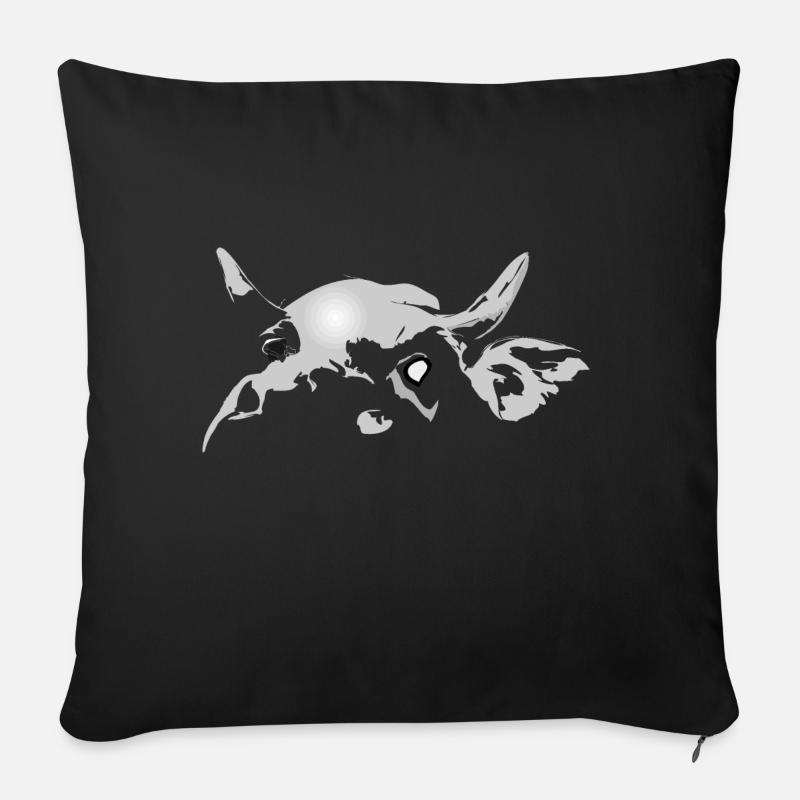vache - Housse de coussin décorative 45 x 45 cm - noir