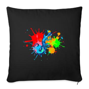 Space Gecko, Lizard, Color, Splash, Festival, - Sofa pillowcase 17,3'' x 17,3'' (45 x 45 cm) - black - Front
