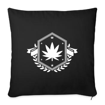 Armoiries de la feuille de chanvre - Housse de coussin décorative 45 x 45 cm - noir - Devant