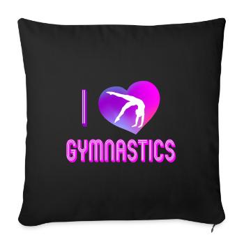 J’adore la gymnastique, la gymnaste; Gymnastique - Gymnaste - Housse de coussin décorative 45 x 45 cm - noir - Devant