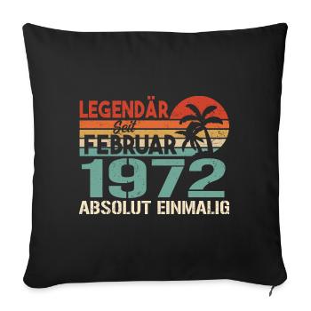 Cadeau d'anniversaire - né en février 1972 - Housse de coussin décorative 45 x 45 cm - noir - Devant
