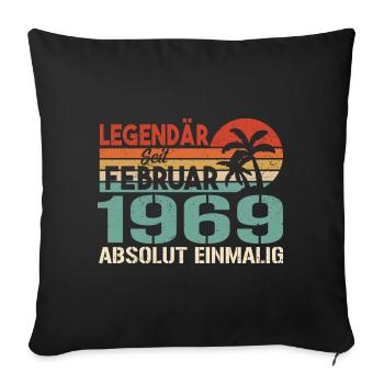 Birthday Gift - Vintage February 1969 - Sofa pillowcase 17,3'' x 17,3'' (45 x 45 cm) - black - Front