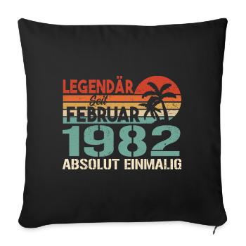 Birthday Gift - Vintage February 1982 - Sofa pillowcase 17,3'' x 17,3'' (45 x 45 cm) - black - Front