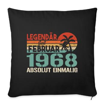 Cadeau d’anniversaire - Vintage février 1968 - Housse de coussin décorative 45 x 45 cm - noir - Devant