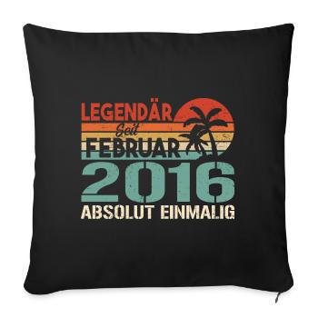 Birthday Gift - Vintage February 2016 - Sofa pillowcase 17,3'' x 17,3'' (45 x 45 cm) - black - Front