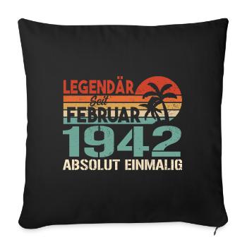 Cadeau d’anniversaire - Vintage février 1942 - Housse de coussin décorative 45 x 45 cm - noir - Devant