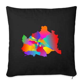 Vienne colorée, tolérante Vienne, Wiener Bezirke - Housse de coussin décorative 45 x 45 cm - noir - Devant