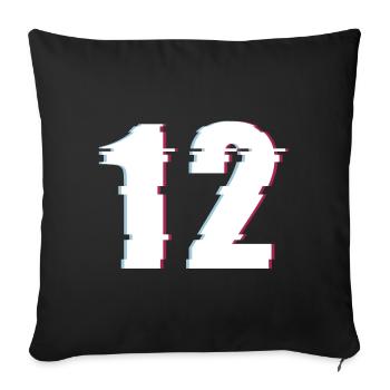 12 Twelve Twelve Number Effect Distorted Number - Sofa pillowcase 17,3'' x 17,3'' (45 x 45 cm) - black - Front