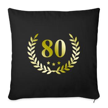80 Couronne numéro - Housse de coussin décorative 45 x 45 cm - noir - Devant