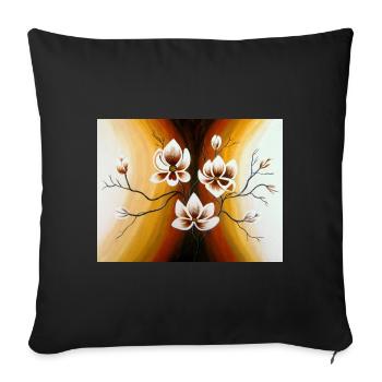 Magnolias - Acrylic - Sofa pillowcase 17,3'' x 17,3'' (45 x 45 cm) - black - Front