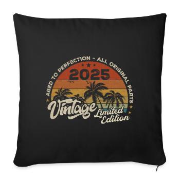 Millésime 2025 Anniversaire Rétro 2025 - Housse de coussin décorative 45 x 45 cm - noir - Devant