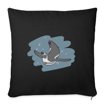 Illustrations Design "Penguin Kisses" - Sofa pillowcase 17,3'' x 17,3'' (45 x 45 cm) - black - Front