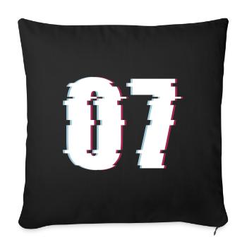 07 Sieben 7 Seven Zahl Effekt Verzerrt Nummer - Sofakissenbezug 45 x 45 cm - Schwarz - Vorne