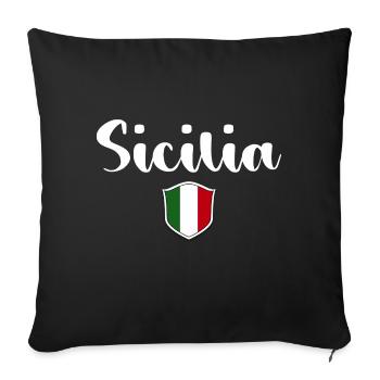 Vintage Sicilia Sicile Italie - Housse de coussin décorative 45 x 45 cm - noir - Devant