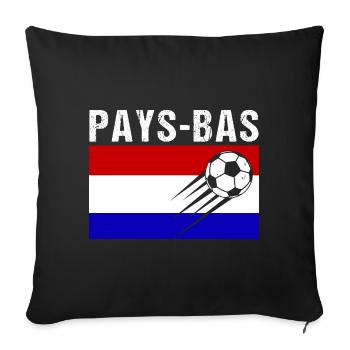 Drapeau Pays-Bas cadeau football foot hollandais - Housse de coussin décorative 45 x 45 cm - noir - Devant