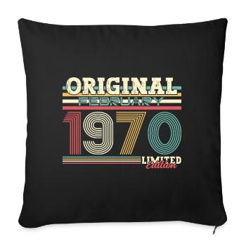55ème anniversaire cadeau mari Original février 1970 - Housse de coussin décorative 45 x 45 cm - noir - Devant