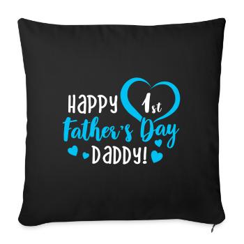 Joyeux 1er enfant de la fête des pères - Housse de coussin décorative 45 x 45 cm - noir - Devant