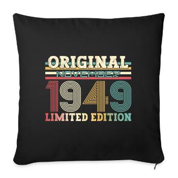 75e anniversaire Original Novembre Né en 1949 - Housse de coussin décorative 45 x 45 cm - noir - Devant