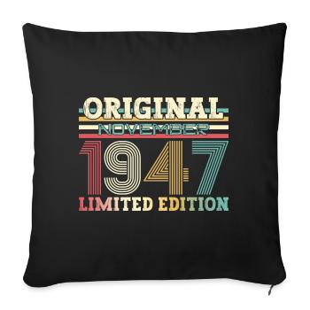 77th Birthday Original November 1947 Volume 47 - Sofa pillowcase 17,3'' x 17,3'' (45 x 45 cm) - black - Front