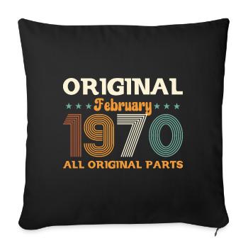 55ème anniversaire cadeau mari Original février 1970 - Housse de coussin décorative 45 x 45 cm - noir - Devant