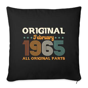 60. Geburtstag Geschenk Mann Original Februar 1965 - Sofakissenbezug 45 x 45 cm - Schwarz - Vorne