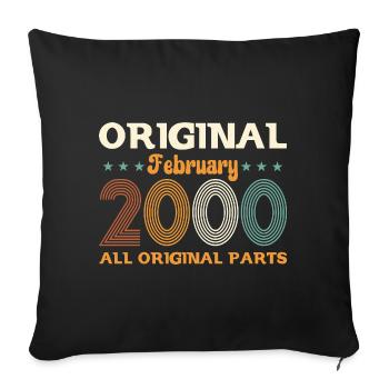 25ème anniversaire cadeau mari Original février 2000 - Housse de coussin décorative 45 x 45 cm - noir - Devant