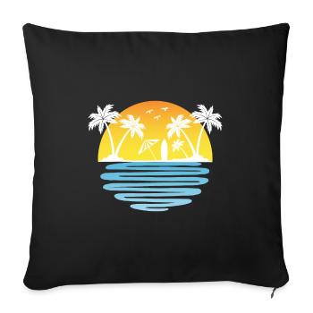 Palmiers Été soleil mer et plage - Housse de coussin décorative 45 x 45 cm - noir - Devant