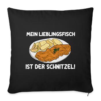 Mein Lieblingsfisch Ist der Schnitzel - Sofakissenbezug 45 x 45 cm - Schwarz - Vorne