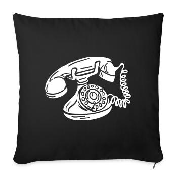Telefon mit Wähscheibe Retro Oldschool Telefon - Sofakissenbezug 45 x 45 cm - Schwarz - Vorne