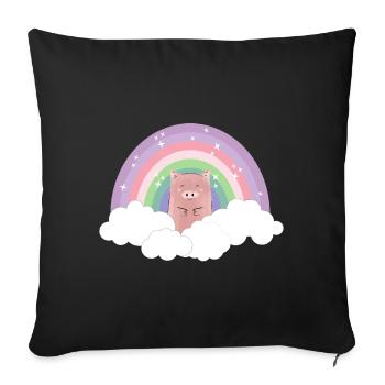 Rainbow Pig Pastel Colors Clouds Gift - Sofa pillowcase 17,3'' x 17,3'' (45 x 45 cm) - black - Front