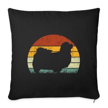 Epagneul Tibétain Chien Vintage Rétro - Housse de coussin décorative 45 x 45 cm - noir - Devant