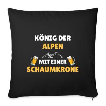 König der Alpen - Bier und Wandern Spruch - Sofakissenbezug 45 x 45 cm - Schwarz - Vorne