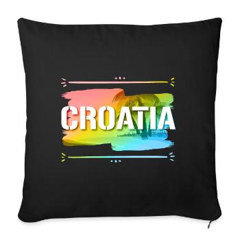 Croatie (Hrvatska) - Housse de coussin décorative 45 x 45 cm - noir - Devant